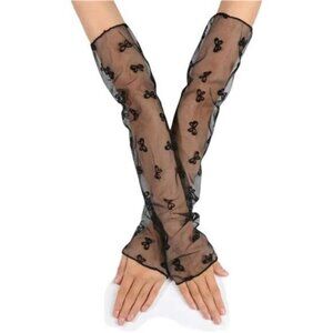 Women's Sexy Sheer Fingerless Gloves A-g-fingerless Mesh Gloves-black Little But